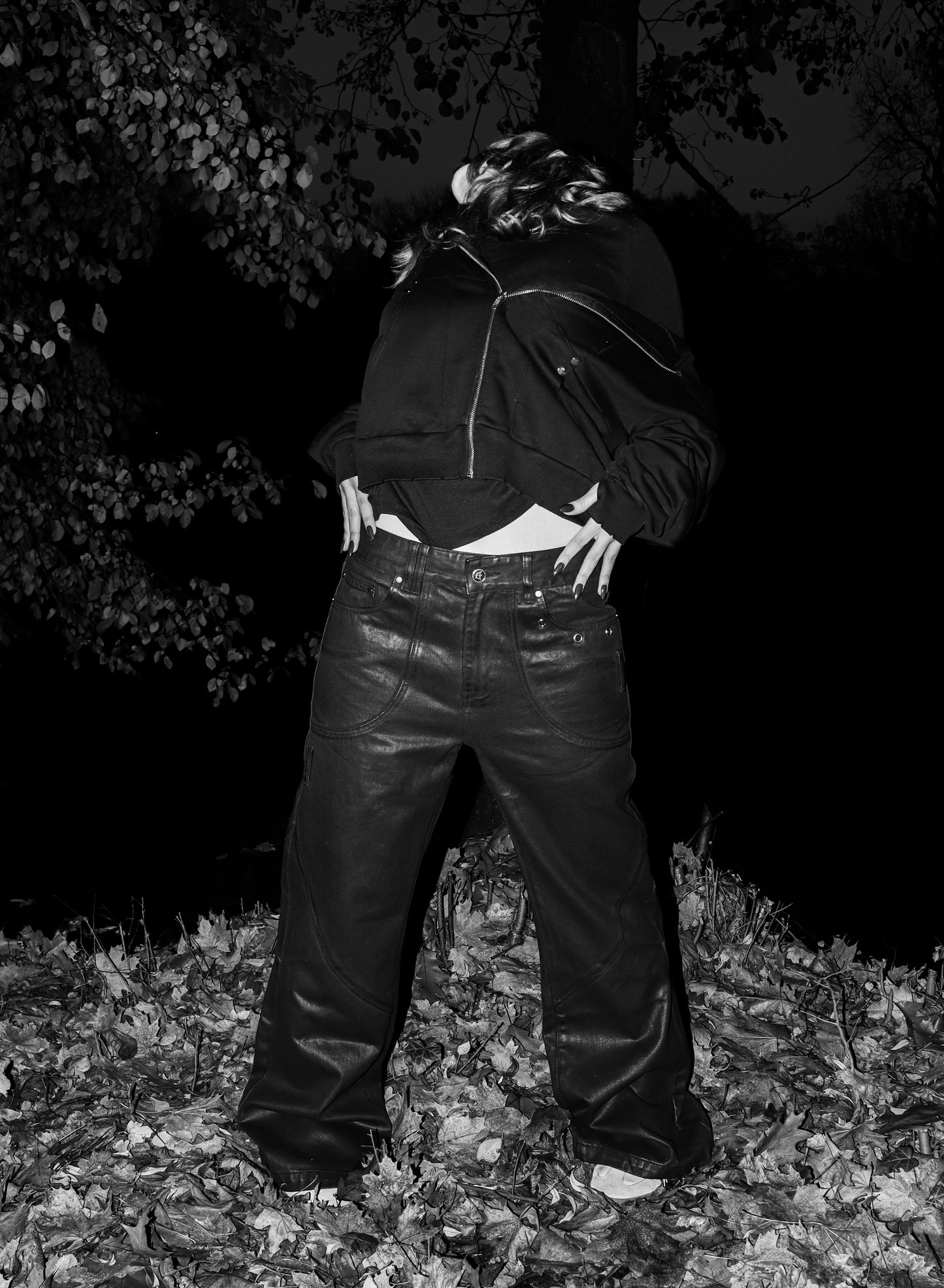 Somnium waxed flared denim