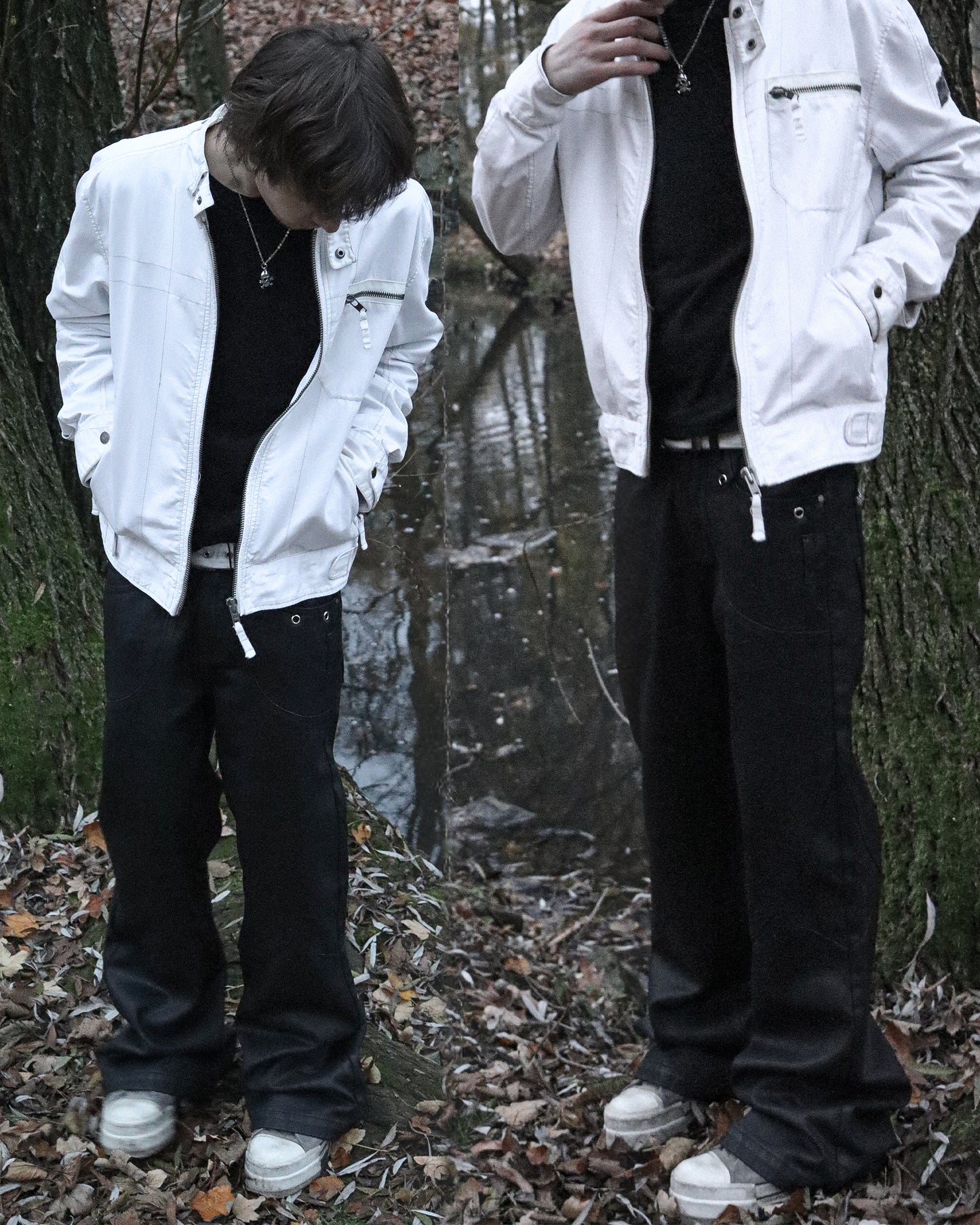 Somnium waxed flared denim