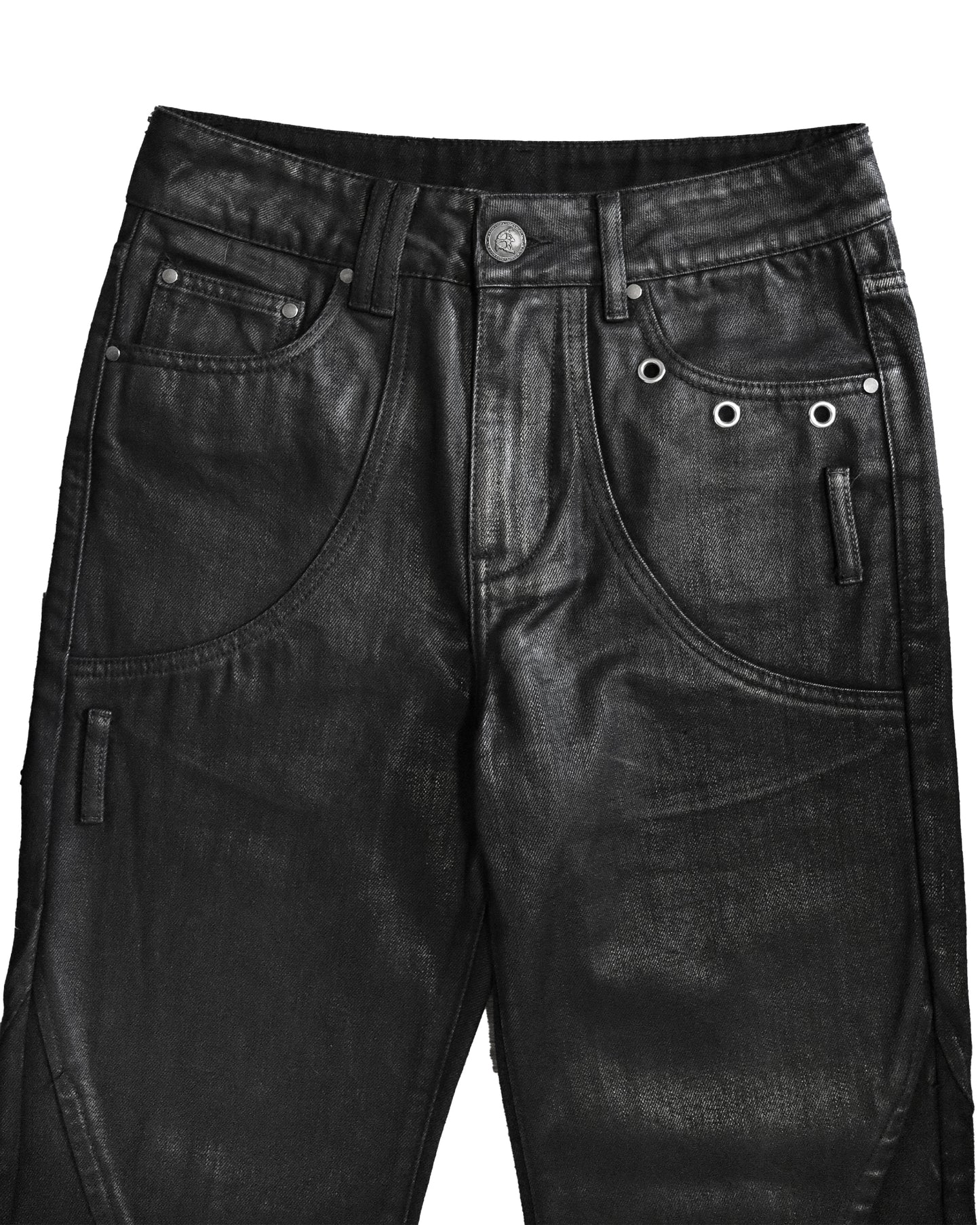 Somnium waxed flared denim