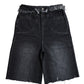 Binary distressed denim shorts